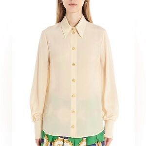Gucci Anchor-Button Silk-Crepe Blouse